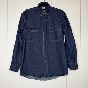 Black Stallion FR Denim Work Shirt Small Snap Front Flame Resistant Cotton